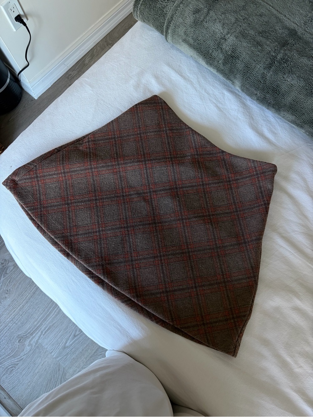 Princess Polly Brown Plaid A-Line Mini Skirt with Red Windowpane